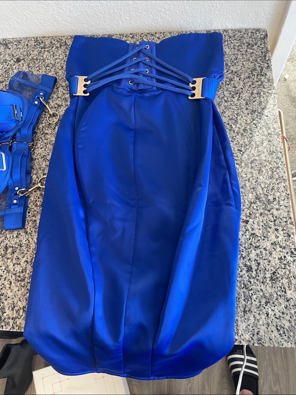Honey Birdette cobalt blue harness lingerie set - Picture 8 of 8